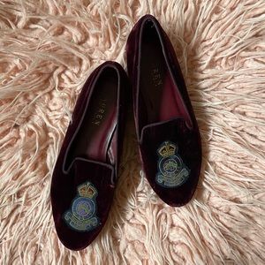 Vintage Ralph Lauren Burgundy Velour Flats